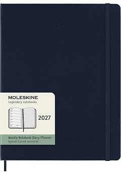 Kalendarz Moleskine 2027 12M rozmiar XL (bardzo duży 19x25 cm) Tygodniowy Niebieski Szafirowy Twarda oprawa (Moleskine Weekly Notebook Diary/Planner 2027 Extra Large Sapphire Blue Hard Cover) - 8056999279639