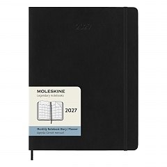 Kalendarz Moleskine 2027 12M rozmiar XL (bardzo duży 19x25 cm) Miesięczny Czarny Miękka oprawa (Moleskine Monthly Diary/Planner 2027 Extra Large Black Soft Cover) - 8056999279745
