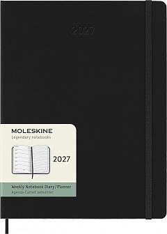 Kalendarz Moleskine 2027 12M rozmiar XL (bardzo duży 19x25 cm) Tygodniowy Czarny Twarda oprawa (Moleskine Weekly Notebook Diary/Planner 2027 Extra Large Black Hard Cover) - 8056999279653
