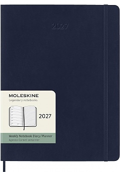 Kalendarz Moleskine 2027 12M rozmiar XL (bardzo duży 19x25 cm) Tygodniowy Niebieski Szafirowy Miękka oprawa (Moleskine Weekly Notebook Diary/Planner 2027 Extra Large Sapphire Blue Soft Cover) - 8056999279646