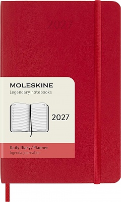Kalendarz Moleskine 2027 12M rozmiar P (kieszonkowy 9x14 cm) Dzienny Czerwony/Szkarłatny Miękka oprawa (Moleskine Daily Notebook Diary/Planner 2027 Pocket Scarlet Red Soft Cover) - 8056999279462