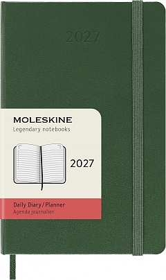 Kalendarz Moleskine 2027 12M rozmiar P (kieszonkowy 9x14 cm) Dzienny Zielony Mirt Twarda oprawa (Moleskine Daily Notebook Diary/Planner 2027 Pocket Myrtle Green Hard Cover) - 8056999279981