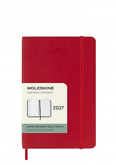 Kalendarz Moleskine 2027 12M rozmiar P (kieszonkowy 9x14 cm) Tygodniowy Czerwony/Szkarłatny Miękka oprawa (Moleskine Weekly Notebook Diary/Planner 2027 Pocket Scarlet Red  Soft Cover) - 8056999279622