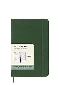 Kalendarz Moleskine 2027 12M rozmiar P (kieszonkowy 9x14 cm) Tygodniowy Zielony Mirt Miękka oprawa (Moleskine Weekly Notebook Diary/Planner 2027 Pocket Myrtle Green Soft Cover) - 8056999279974
