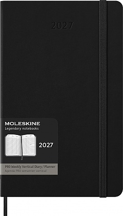 Kalendarz Moleskine 2027 12M PRO rozmiar L (duży 13x21 cm) Wertykalny Tygodniowy Czarny Twarda oprawa (Moleskine Weekly Vertical 2027 PRO Planner Large Black Hard Cover) - 8056999279479