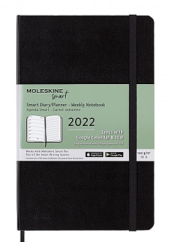 Kalendarz Moleskine+ 2022 12M Smart rozmiar L (duży 13x21 cm) Tygodniowy Czarny Twarda oprawa (Moleskine+ Weekly Notebook Diary/Planner 2022 Large Black Hard Cover) - 8056420858433
