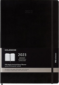 Kalendarz Moleskine 2023 12M PRO rozmiar A4 (bardzo duży 21x30 cm) Wertykalny Tygodniowy Czarny Twarda oprawa (Moleskine Weekly Vertical 2023 PRO Planner A4 Black Hard Cover) - 8056598851038