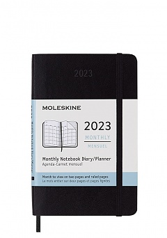 Kalendarz Moleskine 2023 12M rozmiar P ( kieszonkowy 9x14 cm) Miesięczny Czarny Miękka oprawa (Moleskine Monthly Diary/Planner 2023 Pocket Black Soft Cover) - 8056420859980