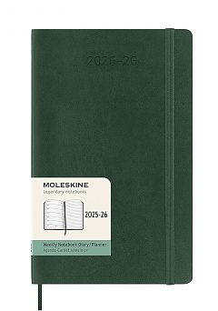 Kalendarz Moleskine 2025-2026 18-miesięczny rozmiar L (duży 13x21 cm) Tygodniowy Zielony Mirt Miękka oprawa (Moleskine Classic 18 Month 2025/26 Weekly Planner Soft Cover Large Myrtle Green) - 8056999275600