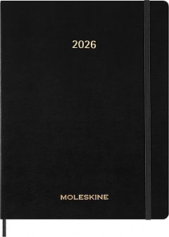 Kalendarz Moleskine 2026 12M rozmiar XXL (bardzo duży 23,5x28,14cm) Wertykalny Tygodniowy Czarny Miękka oprawa (Moleskine Weekly Vertical Diary/Planner 2026 XXL Black Soft Cover) - 8056999276515