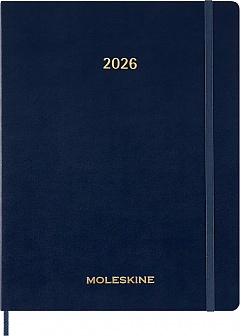 Kalendarz Moleskine 2026 12M rozmiar XXL (bardzo duży 23,5x28,14cm) Wertykalny Tygodniowy Niebieski/Szafirowy Miękka oprawa (Moleskine Weekly Vertical Diary/Planner 2026 XXL Sapphire Blue Soft Cover) - 8056999276522