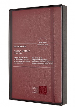 Skórzany Notatnik Moleskine Edycja limitowana L duży (13x21cm) w Linie Czerwony Miękka oprawa (Moleskine Leather Ruled Notebook Large Red Soft Cover) - 8053853605986