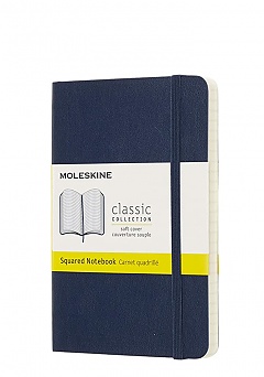 Notatnik Moleskine P kieszonkowy (9x14 cm) w Kratkę Granatowy Szafirowy Miękka oprawa (Moleskine Sapphire Blue Notebook Pocket Squared Soft) - 8058341715581