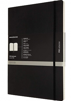 Notatnik Profesjonalny Moleskine PRO A4 extra duży (21x29.7 cm) Czarny Miękka oprawa 192 strony (Moleskine PRO Notebook A4 Black Extra Large Hard Cover) - 8053853602718