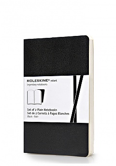 Zestaw 2 zeszytów Moleskine Volant P kieszonkowy (9x14 cm) Czyste Czarne Miękka oprawa (Moleskine Volant Set of 2 Pocket Plain Journals Black Soft Cover) - 9788867320493