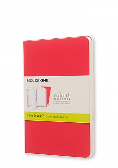 Zestaw 2 zeszytów Moleskine Volant P kieszonkowy (9x14 cm) Czyste Czerwony Pelargonia / Czerwony Szkarłatny oprawa (Moleskine Volant Set of 2 Pocket Plain Journals Geranium Red / Scarlet Red Soft Cover) - 8051272890433