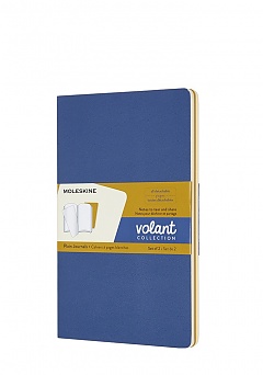 Zestaw 2 zeszytów Moleskine Volant P kieszonkowy (9x14 cm) w Linie Niebieski / Bursztynowy Miękka oprawa (Moleskine Volant Set of 2 Pocket Ruled Journals Blue / Amber Yellow Soft Cover) - 8058647620565