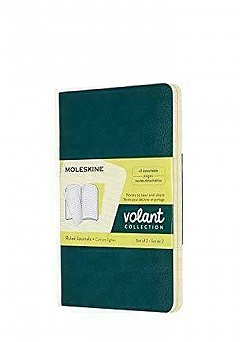 Zestaw 2 zeszytów Moleskine Volant P kieszonkowy (9x14 cm) w Linie Zielony Sosnowy / Żółty Cytrynowy Miękka oprawa (Moleskine Volant Set of 2 Pocket Ruled Journals Pine Green / Lemon Yellow Soft Cover) - 8058647620633