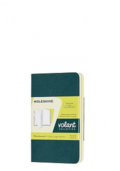 Zestaw 2 zeszytów Moleskine Volant XS bardzo małe (6.5x10.5 cm) Czyste Żółty Cytrynowy i Sosnowa Zieleń Miękka oprawa (Moleskine Volant Set of 2 Plain Journals XS Pine Green Lemon Yellow Soft Cover) - 8058647620626