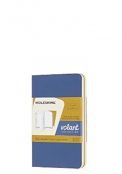 Zestaw 2 zeszytów Moleskine Volant XS bardzo małe (6.5x10.5 cm) Czyste Niebieski i Żółty Bursztynowy Miękka oprawa (Moleskine Volant Set of 2 Plain Journals XS Blue Amber Yellow Soft Cover) - 8058647620558