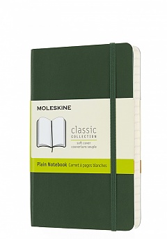 Notatnik Moleskine P kieszonkowy (9x14 cm) Czysty Zielony Mirt  Miękka oprawa (Moleskine Plain Notebook Pocket Soft Myrtle Green Cover) - 8058647629155