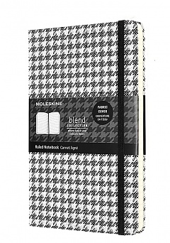 Notatnik Tekstylny Moleskine Blend L (duży 13x21 cm) w Linie Biało-Czarna mała Szachownica Twarda oprawa (Moleskine Blend Collection Ruled Notebook Large Black Check Pattern Hard Cover) - 8056420853612