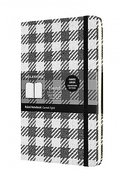 Notatnik Tekstylny Moleskine Blend L (duży 13x21 cm) w Linie Biało-Czarna gruba Szachownica Twarda oprawa (Moleskine Blend Collection Ruled Notebook Large Black Check Pattern Hard Cover) - 8056420853605