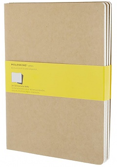 Zestaw 3 zeszytów Moleskine Cahier XL ekstra duże (19x25 cm) w Kratkę Brązowe Kraftowe Miękka oprawa (Moleskine Cahiers Set of 3 Ruled Journals Kraft Brown Soft Cover)