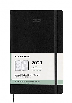 Kalendarz Moleskine 2023 12M rozmiar L (duży 13x21 cm) Tygodniowy Czarny Miękka oprawa (Moleskine Weekly Notebook Diary/Planner 2023 Large Black Soft Cover) - 8056420859713