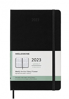 Kalendarz Moleskine 2023 12M rozmiar L (duży 13x21 cm) Wertykalny Tygodniowy Czarny Twarda oprawa (Moleskine Weekly Vertical Diary/Planner 2023 Large Black Hard Cover) - 8056420859973