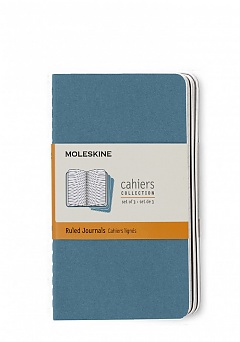 Zestaw 3 zeszytów Moleskine Cahier P kieszonkowe (9x14 cm) w Linie Niebieskie Miękka oprawa (Moleskine Cahiers Set of 3 Ruled Journals Brisk Blue Soft Cover) - 8058647629582
