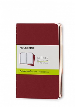 Zestaw 3 zeszytów Moleskine Cahier P kieszonkowe (9x14 cm) Czyste Żurawinowa Czerwień Miękka oprawa (Moleskine Cahiers Set of 3 Plain Journals Cranberry Red Soft Cover) - 9788862930970