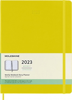 Kalendarz Moleskine 2023 12M rozmiar XL (duży 13x21 cm) Tygodniowy Oliwkowy Twarda oprawa (Moleskine Weekly Notebook Diary/Planner 2023 Extra Large Hay Yellow Hard Cover) - 8056598852837