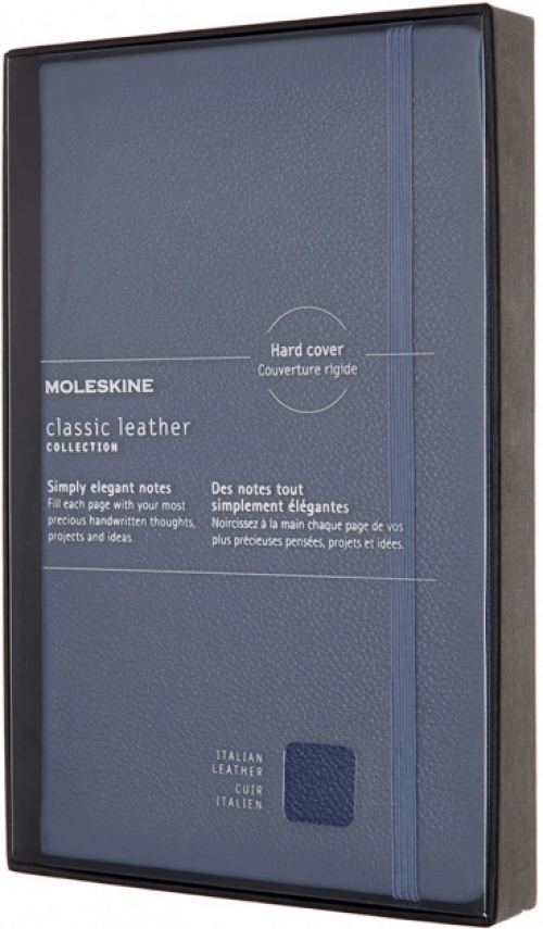 Skórzany Notatnik Moleskine Edycja limitowana L duży (13x21cm) w Linie Granatowy Twarda oprawa (Moleskine Leather Ruled Notebook Large Dark Blue Hard Cover) - 8053853605962