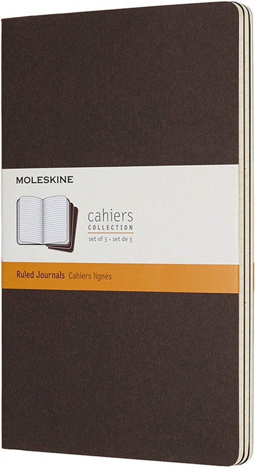 Zestaw 3 zeszytów Moleskine Cahier L duże (13x21 cm) w Linie Brąz Kawowy Miękka oprawa (Moleskine Cahiers Set of 3 Ruled Journals Coffee Brown) - 8055002855242