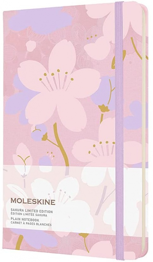 Notatnik Moleskine Sakura L duży (13x21 cm) Gładki Róż z Fioletem Twarda oprawa (Moleskine Sakura Limited Edition Notebook Plain Large Light Pink/Purple Hard Cover) - 8056420857436