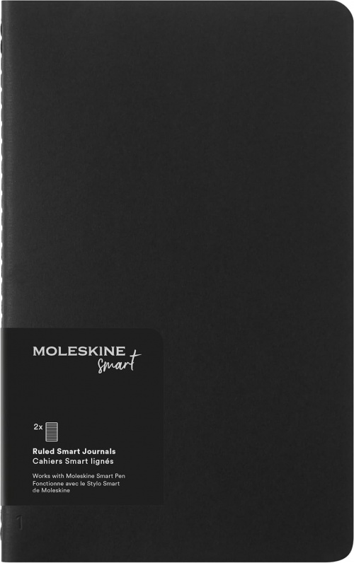Moleskine Smart Zestaw 2 zeszytów Cashier L duże (13x21cm) w Linie Miękka oprawa Czarne (Moleskine Smart Cashier Large Set of 2 Ruled Journals Black) - 8056420858464