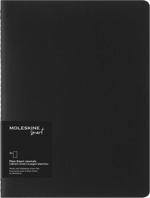 Moleskine Smart Zestaw 2 zeszytów Cashier XL bardzo duże (19x25cm) Czyste Miękka oprawa Czarne (Moleskine Smart Cashier Extra Large Set of 2 Plain Journals Black) - 8056420858525