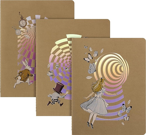 Moleskine Alicja w Krainie Czarów Zestaw 3 zeszytów Cahier XL bardzo duże (19x25 cm) w Linie Miękka oprawa (Moleskine Alice\'s Adventures in Wonderland Cahiers Extra Large Set of 3 Ruled Journals) - 8056711513782