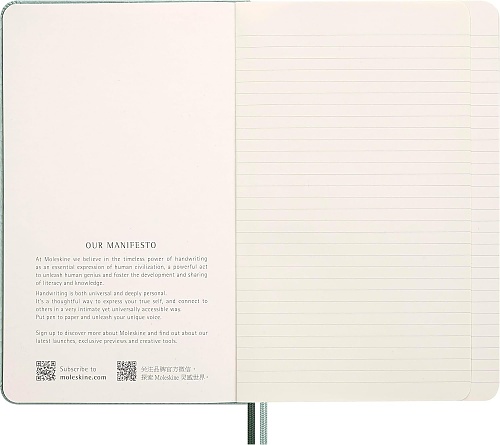 Notatnik Moleskine Rok Węża Wegańska Skóra L duży (13x21 cm) W Linie Szałwiowa Zieleń Miękka oprawa w Prezentowym Pudełku (Moleskine Year of the Snake Limited Edition Precious & Ethical Vegea Notebook in Gift box Soft Cover Large Ruled Sage Green) - 80569