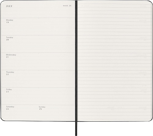 Kalendarz Moleskine 2026-2027 18-miesięczny rozmiar L (duży 13x21 cm) Tygodniowy Czarny Twarda oprawa (Moleskine Weekly Notebook Planner 2026/27 Large Hard Black Cover) - 8056999279790