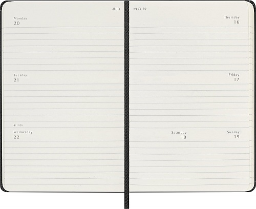 Kalendarz Moleskine 2026-2027 18-miesięczny rozmiar P (kieszonkowy 9x14 cm) Horyzontalny Tygodniowy Czarny Twarda oprawa (Moleskine Weekly Horizontal Notebook Diary/Planner 2026/27 Pocket Black Hard Cover) - 8056999279936
