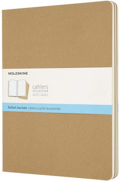 Zestaw 3 zeszytów Moleskine Cahier XL ekstra duże (19x25 cm) w Kropki Piaskowe Miękka oprawa (Moleskine Cahiers Set of 3 Dotted Journals)