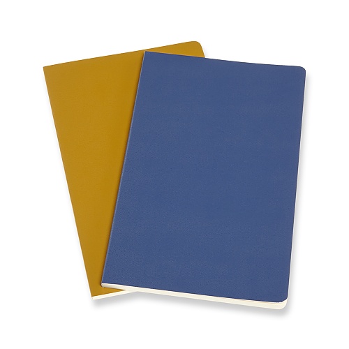 Zestaw 2 zeszytów Moleskine Volant L duże (13x21 cm) Czyste Niebieski i Bursztynowo Żółty Miękka oprawa (Moleskine Volant Set of 2 Large Plain Journals Blue and Amber Yellow Soft Cover) - 8058647620602
