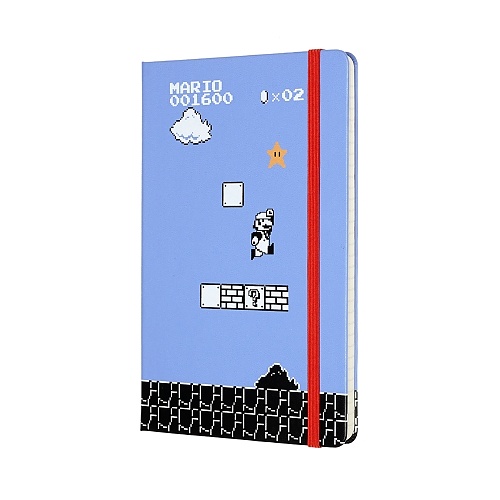Notatnik Moleskine Super Mario L (duży 13x21cm) w Linię Fioletowa Twarda Oprawa (Moleskine Super Mario Limited Edition Notebook Blue - Full Game) - 8058647621180