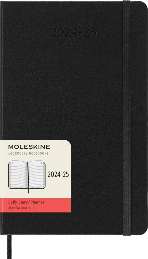 Kalendarz Moleskine 2024-2025 18-miesięczny rozmiar L (duży 13x21 cm) Dzienny Czarny Twarda oprawa (Moleskine Daily Notebook Diary/Planner 2024/25 Large Black Hard Cover) - 8056999270537