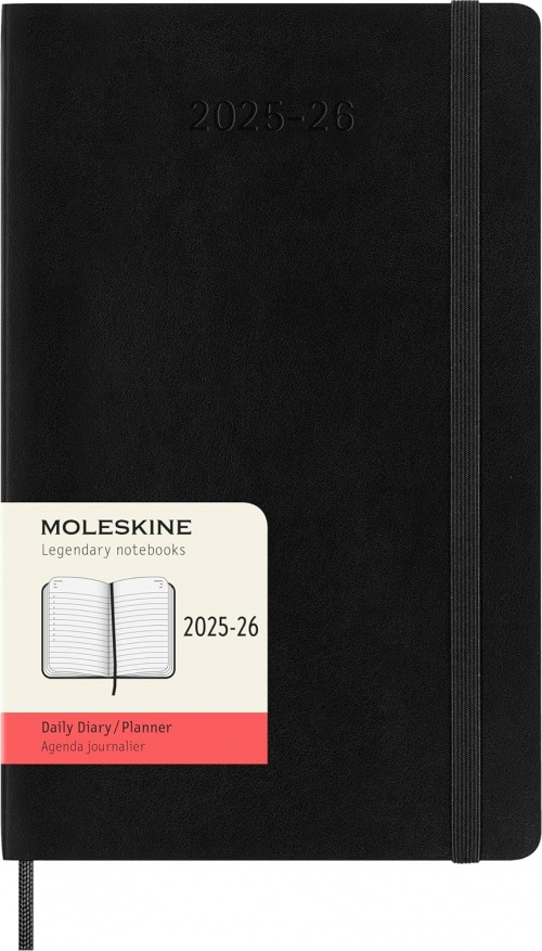 Kalendarz Moleskine 2025-2026 18-miesięczny rozmiar L (duży 13x21 cm) Dzienny Czarny Miękka oprawa (Moleskine Daily Notebook Diary/Planner 2025/26 Large Black Soft Cover) - 8056999275372