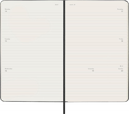 Kalendarz Moleskine 2025-2026 18-miesięczny rozmiar L (duży 13x21 cm) Horyzontalny Tygodniowy Czarny Twarda oprawa (Moleskine Weekly Horizontal Notebook Diary/Planner 2025/26 Large Black Hard Cover) - 8056999275501
