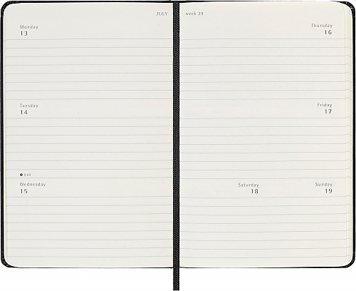 Kalendarz Moleskine 2025-2026 18-miesięczny rozmiar P (kieszonkowy 9x14 cm) Horyzontalny Tygodniowy Czarny Twarda oprawa (Moleskine Weekly Horizontal Notebook Diary/Planner 2025/26 Pocket Hard Black Cover) - 8056999275518