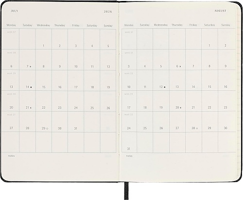 Kalendarz Moleskine 2025-2026 18-miesięczny rozmiar P (kieszonkowy 9x14 cm) Horyzontalny Tygodniowy Czarny Twarda oprawa (Moleskine Weekly Horizontal Notebook Diary/Planner 2025/26 Pocket Hard Black Cover) - 8056999275518